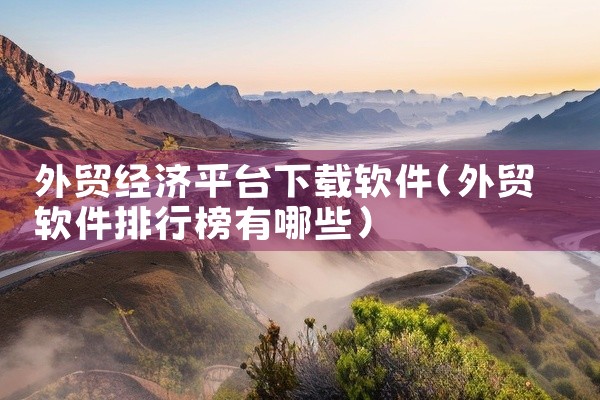 外贸经济平台下载软件